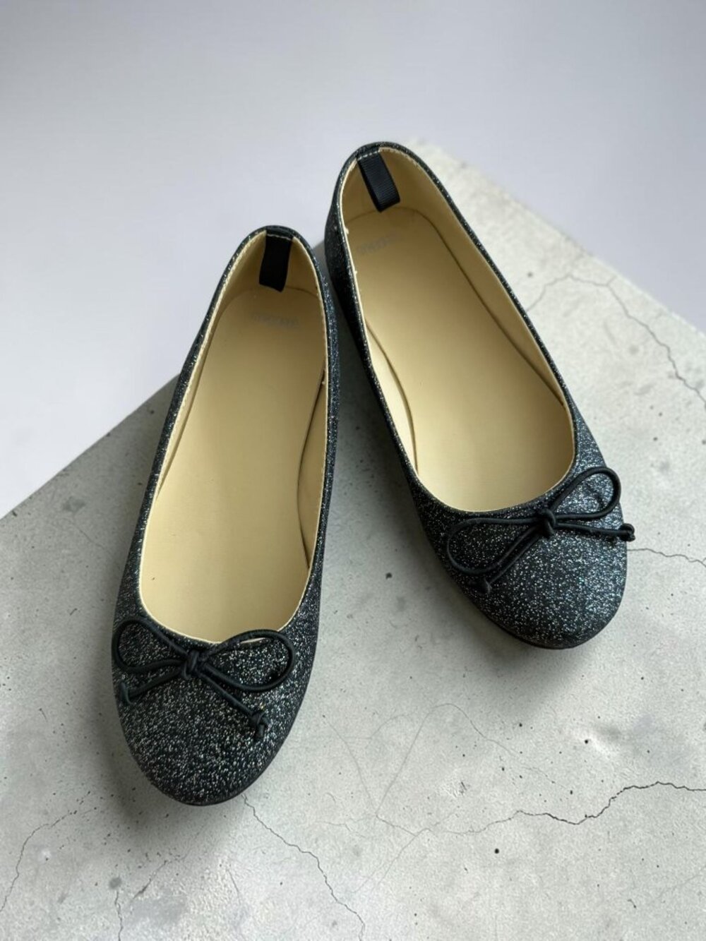 GYMBOREE Girls Black Glitter Ballet Flats Size 2